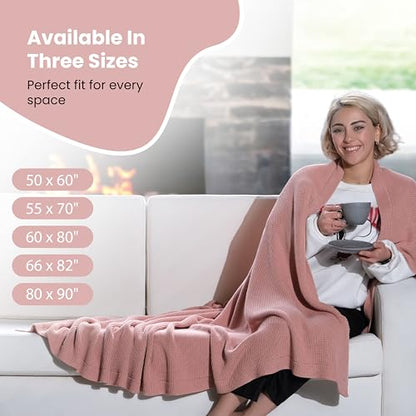 Dalisa Alina GOTS Organic Cotton Throw Blanket, Pink, 80x90 in - color: Pink, size: 80x90