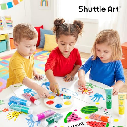 Shuttle Art Washable Finger Paint for Toddlers, 15 Vibrant Colors (1.2 fl oz) Toddler Paint, Non-Toxic Finger Painting for Toddlers 1-3, Kids Arts and Crafts
