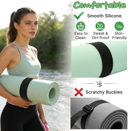 Aolamegs Yoga Mat Strap Slap Band-Instant One Snap Holder Keeps Mats Tightly Rolled & Secure -Soft Silicone Gym Accessories - color: Black Yoga Mat Strap Slap Band