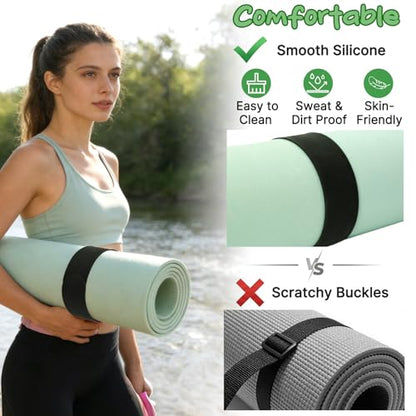 Aolamegs Yoga Mat Strap Slap Band-Instant One Snap Holder Keeps Mats Tightly Rolled & Secure -Soft Silicone Gym Accessories - color: Black Yoga Mat Strap Slap Band