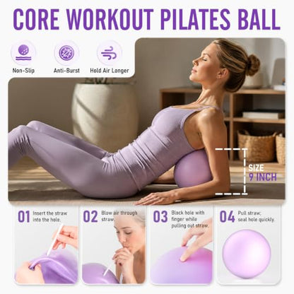 JKSHMYT Pilates Ring, 14.5 inch Magic Circle Pilates Equipment | 30 lb Resistance Home Pilates Ring, Durable Foam Padded Handles, Essentials Pilates Equipment for Beginners and Women - color: Dark, size: Pilates Kit