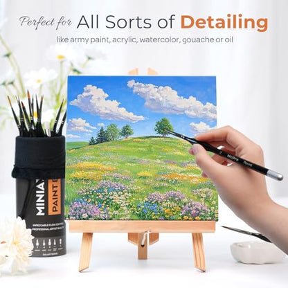 Nicpro Miniature Paint Brushes Drybrush - 31PCS Model Paint Brush Set | for Acrylic Oil Watercolor, Detail Paint Brush Dry Brush for Model, Miniature Painting, Paint by Numbers - with Container - style: 31 Pack (Detail+Drybrush)