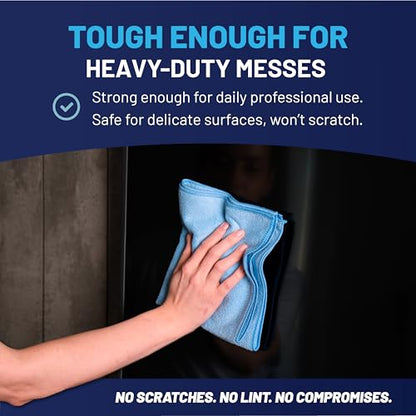 Microfiber Cleaning Wholesale Cloths (48 Pack) | Size 12" x 12"| All Purpose Microfiber Towels - Clean, Dust, Polish, Scrub, Absorbent (Blue) - color: Blue, size: 48 Count (Pack of 1)