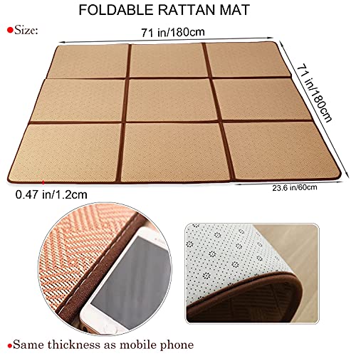 Nisorpa 71'' x 71'' Japanese Rug Tatami Rug Mat 0.47'' Thick Tatami Mat - color: Brown