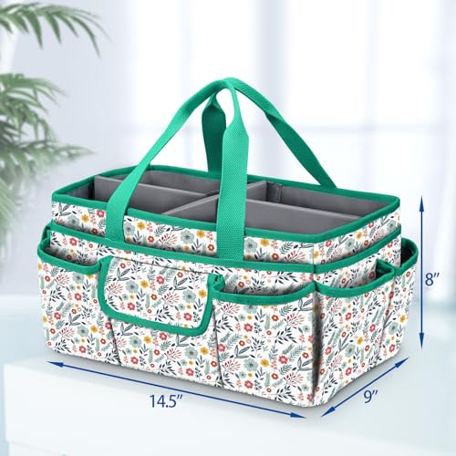 FINPAC Craft Storage Tote Bag with Pockets, Scrapbooking Carrying Case - color: Navy Bloom