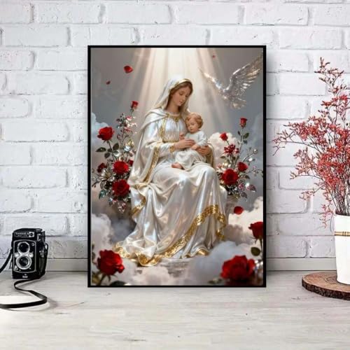 Virgin Mary Diamond Art Kits for Adults,5D Diamond Painting 12 x 16 inch | for Adults Beginner, Includes All Tools, DIY Craft Activity, Religious Art Theme, Full Drill Canvas，Home Decoration - color: SH173