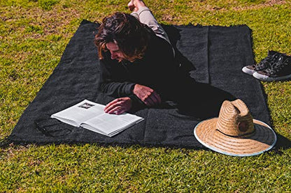 Open Road Goods Solid Color Mexican Yoga Blanket – Large Handwoven Throw for Yoga, Beach, Camping or Home – Soft and Durable Cotton Blend - color: Black