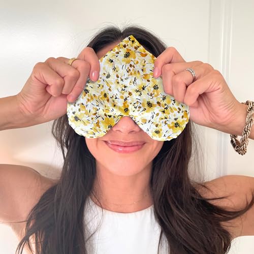 Stillnus Weighted Heart Eye Pillow & Eye Mask – Gift for Women, Sunny - style: Yellow Florals
