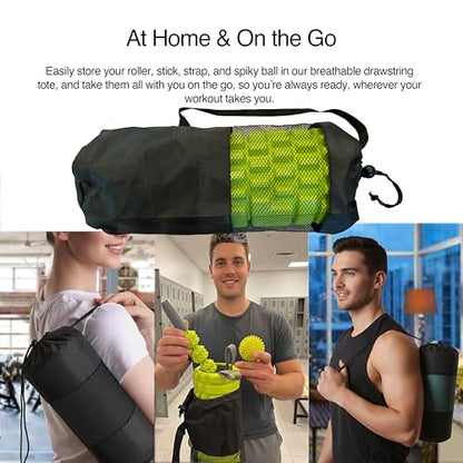 321 STRONG 5-in-1 Massage Set, Complete Mobility Kit for Workout Recovery - color: Bright Lime