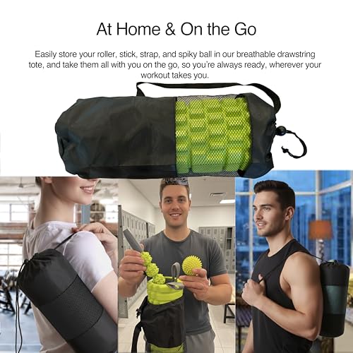 321 STRONG 5-in-1 Massage Set, Complete Mobility Kit for Workout Recovery - color: Bright Lime