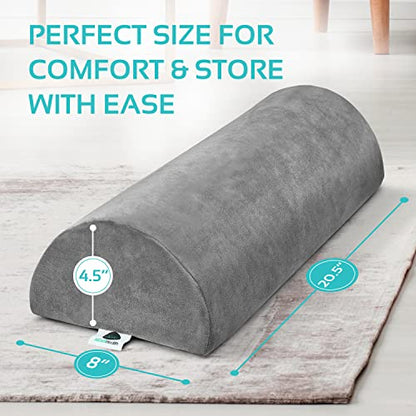 2 Pack Large Half Moon Bolster Pillow for Legs, Knees, Lower Back and Head (2 Pack) Lumbar Support Pillow for Bed, Sleeping | Semi Roll for Ankle and Foot Comfort - Machine Washable Cover, Grey - style: Knee Half Moon (2 Pack)