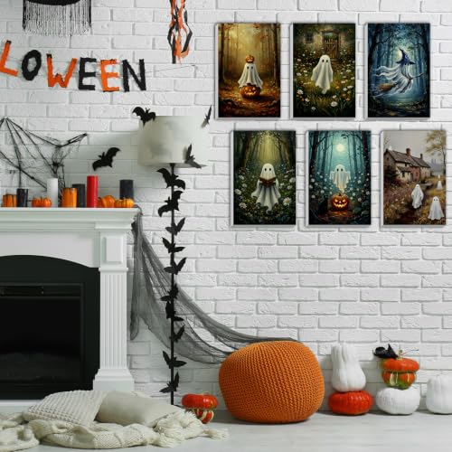 Honoson 6 Pcs Ghost DIY Paint by Number Kits for Adults | Framed Canvases with Easel, Ghost Decor, Acrylic Paints, Brushes for Beginner, Ideal for Haunted Wall Decor and Stress Relief - style: Ghost