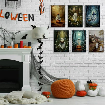 Honoson 6 Pcs Ghost DIY Paint by Number Kits for Adults | Framed Canvases with Easel, Ghost Decor, Acrylic Paints, Brushes for Beginner, Ideal for Haunted Wall Decor and Stress Relief - style: Ghost
