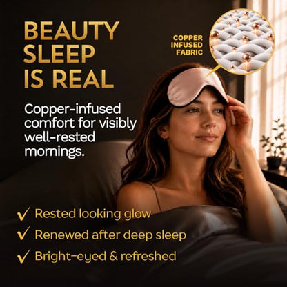 Anti Aging Silk Sleep Mask for Women, Mulberry Silk Eye Mask for Sleeping and Skin Care, Blackout Sleep Mask with Copper Ion Technology Reduces Eye Puffiness, Fine Lines and Wrinkles