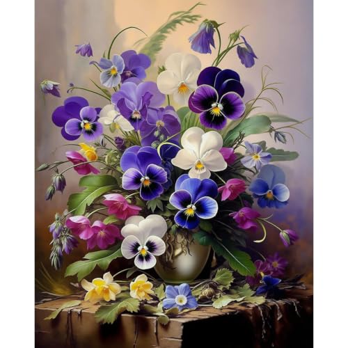 Paint by Numbers for Adults Flowers - Flower Paint by Number on Canvas | DIY Floral Oil Painting for Gift Home Wall Decor, Without Frame (16x20 inch) - color: MT23000