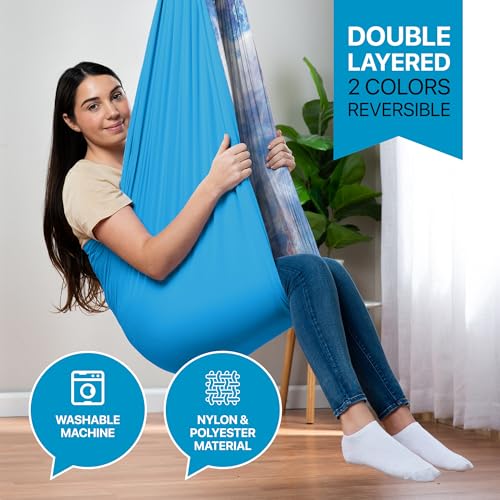 Compression Sensory Swing Adult & Kids, Indoor Outdoor Pod, Holds 300lb | indoor sensory swing for kids, outdoor sensory swing indoor, sensory swing kids, sensory toys, 360 swivel hammock swing - color: Starlight Sky