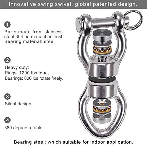 SELEWARE Heavy Duty Bearing Swing Swivel, 360° Rotation Hanging Accessory - color: Swivel (D) Only