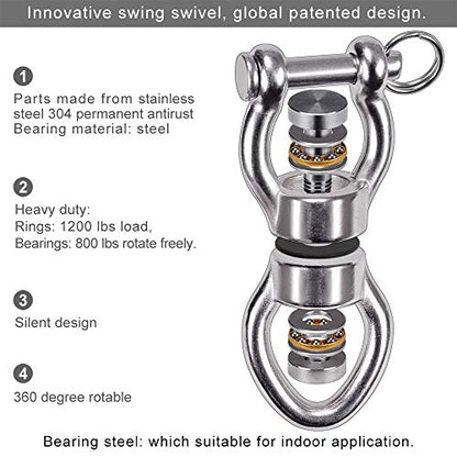 SELEWARE Heavy Duty Bearing Swing Swivel, 360° Rotation Hanging Accessory - color: Swivel - Style D Only, 2 Pack