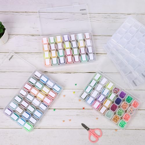 Diamond Painting Storage Boxes 6 Pack 28 Grid 168 Slots Bead Organizer | Clear Plastic, Divided Compartments, for Diamond Art Beads Jewelry and Craft Supplies, Portable Project Storage - size: 6pcs