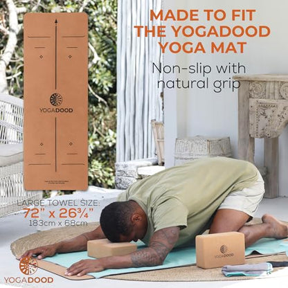 72" x 26.75" Long Hot Yoga Mat Towel Plus Compact Face Towel