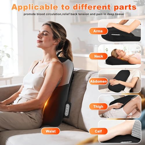 Neck and Back Massager with Heat, Rolling Up and Down Shiatsu Back and Neck Massager with Heat, 4D Kneading and Car Adapter for Home, Office and Car use, Gifts for Men and Women - color: Black-02