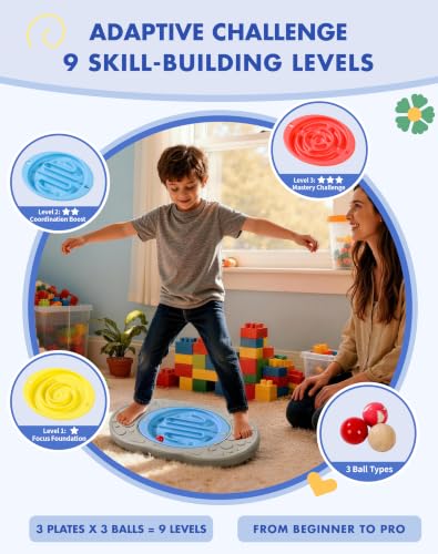 Kids Maze Balance Board with Bag, 2-in-1 Sensory Training Toy, Ages 3-12