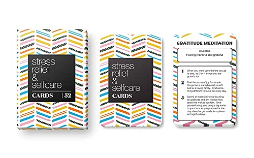 Allura & Arcia 52 Stress Less & Self Care Cards - Mindfulness & Meditation Exercises - Anxiety Relief & Relaxation (Pack of 2) - size: Large (Pack of 2)