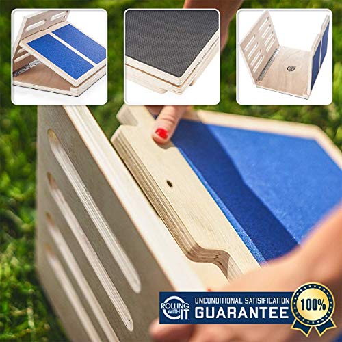 Rolling With It Wooden Slant Board for Calf Stretching, Squats | Solid wood, 4 adjustable angles, Anti-slip surface, For calf, hamstring & Achilles stretch, Squat wedge, Holds 350 lb