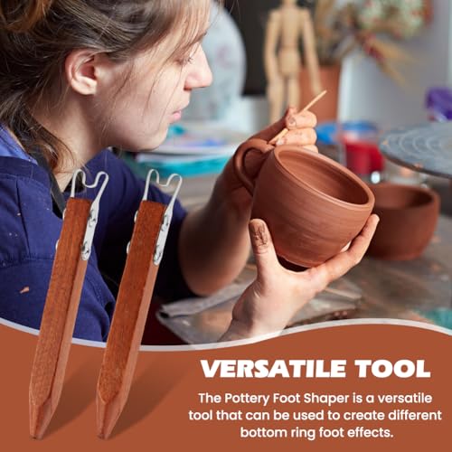 Pottery Trimming Tool for Clay and Ceramics Bottom Foot, 2 Pcs Clay Wheel Throwing Carving Scraper, Stainless Steel Shaper with Red Sandalwood Handle for Bowl Cup Vase, 4mm & 6mm