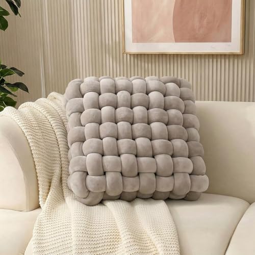 Knot Throw Pillows Square Grey 15.7" | Soft Accent Pillows, Decoration Cushion, For Couch Home Office Living Room Bedroom Bed Sofa - color: Grey, size: 15.7"×15.7"