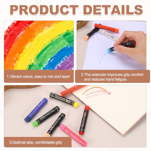 MECCANIXITY 6 PCS Oil Pastels, Soft Oil Chalk Pastels Crayons 11x70mm for Art Painting Drawing Blending, Color Crayons for Art Supplies Beginners, Black - color: Black