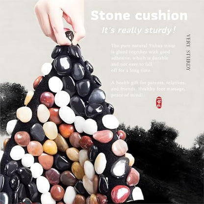 Acupressure Mat for Feet, Reflexology Foot Massager Pad with Pebbles | Natural cobblestone foot massager mat with flexible base & lace border. Stimulates acupoints for pain relief & relaxation - color: Pebble-boulevard
