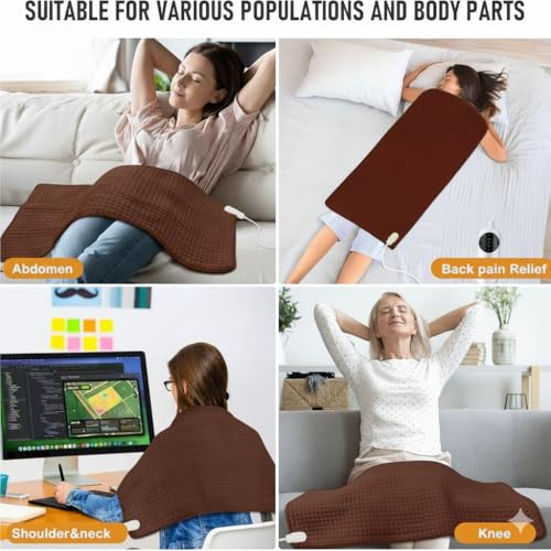Full Back Heating Pad,20x40 Extra Large Heating Pad for Back Pain Relief,with 10 Temperature Controllers & 3 Auto-Off Timers,Dry/Moist Heat Therapy for Muscle,Joint,Menstrual Cramps (Brown) - size: 20x40 Inch Brown