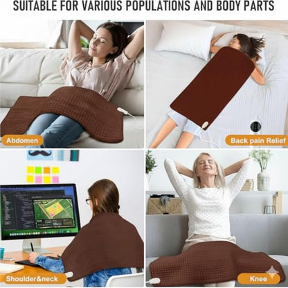 Full Back Heating Pad,20x40 Extra Large Heating Pad for Back Pain Relief,with 10 Temperature Controllers & 3 Auto-Off Timers,Dry/Moist Heat Therapy for Muscle,Joint,Menstrual Cramps (Brown) - size: 20x40 Inch Brown
