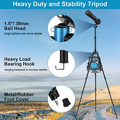 JOILCAN 81" Tripod for Camera Phone, 83" Aluminum Camera Tripod Monopod | Tall DSLR Tripod with 360°Ball Head, Heavy Duty Travel Tripod for Binoculars Spotting Scope Telescope, Payload 35lb - color: Blue