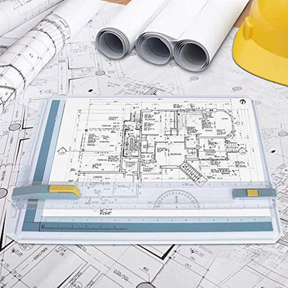 Inch A3 Drawing Board Drafting Table Multifunctional Drawing Board Table with Clear Rule Parallel Motion and Angle Adjustable Measuring System - size: 14"W x 19.7"H
