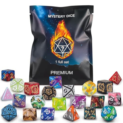 QMAY Mystery Dice Set – 7 Pcs Acrylic Polyhedral Dice + 1 Pcs Velvet Bag - style: 1 bag Mystery Dice