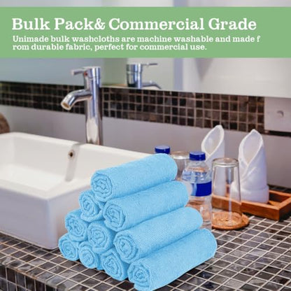 UNIMADE Washcloths 20 Pack Face Towels (12" x 12"), Highly Soft Wash Cloths | Hand Towels, Fast Drying Multi-Purpose Microfiber Cleansing Cloths for Bathroom, Hotel, Spa, and Salon Blue - color: Blue, size: 20Pack