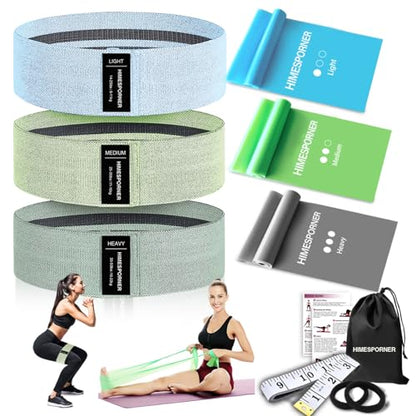 HIMESPORNER Wide Fabric Resistance Bands for Working Out 3 Level - color: Z.Blue and Gray