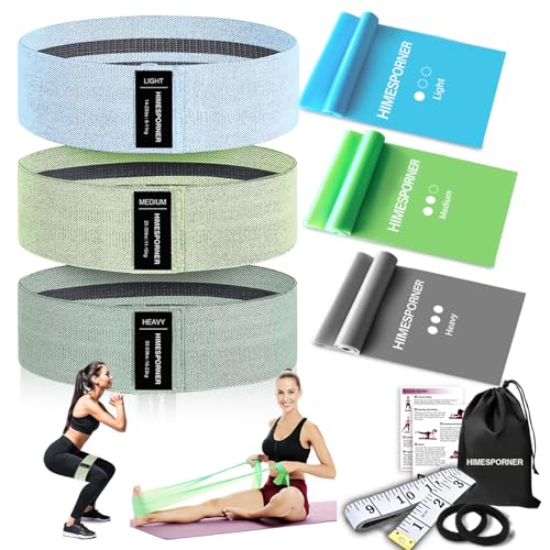 HIMESPORNER Wide Fabric Resistance Bands for Working Out 3 Level - color: Z.Blue and Gray
