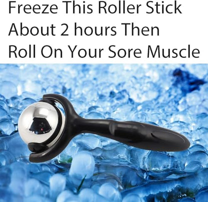 Vinyl Quote Me Roller Massage Ball - Ergonomic Handle Cold Warm Compression Temperature Keeper Stainless Steel Muscle Pain Relief Body Neck Shoulder Back Leg Calf Therapy Ice Heat Stick