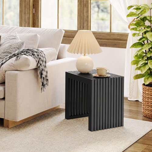 Bamboo Dining Bench, 18'' Slatted Design Entryway Bench, Black - color: Black, size: 18in
