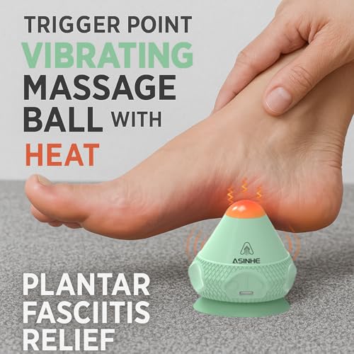HZC Massage Ball with Heat & Vibration – Relieves Back Pain & Plantar Fasciitis, Hands-Free Suction Cup Design, Self-Massage or Handheld, Rechargeable Muscle Relaxation Ball