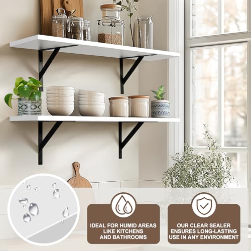 Tectocker-DOU 31.5" Long Floating Book Shelves for Wall, Heavy Duty, White - color: White, size: 31.5W×8D
