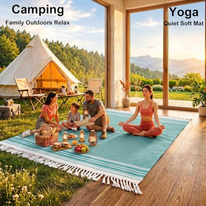 Yongoes Turkish Beach Towel Blanket Oversized 82x88 Teal Boho - color: Teal, size: Extra Large 82"x88"（208x224cm）