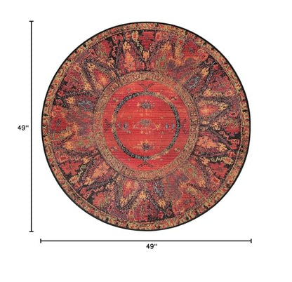 Unique Loom Outdoor Tribal Collection Area Rug - Quepos (4' 1" Round, Multi/ Black) - size: 4'1" (Round)