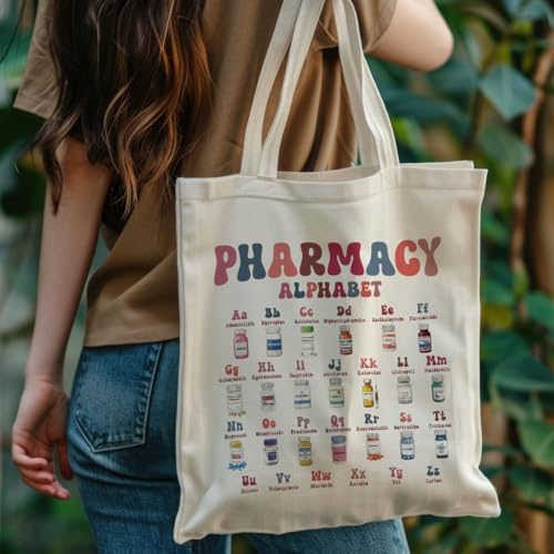 Canvas Bag for Women Grocery Shopping Travel Gym Weekender Vacation Womens Work Tote Bag Gifts - color: Pharmacy