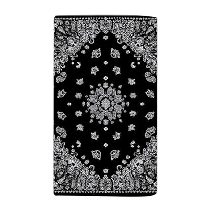 Western Paisley Boho Bath Towel 15X30 Inch Washcloths Black Bandana with White Ornaments Face/Body/Hair/Hand Towel for Spa Gym Yoga Swim Bathroom Kitchen Hotel - color: Western Paisley