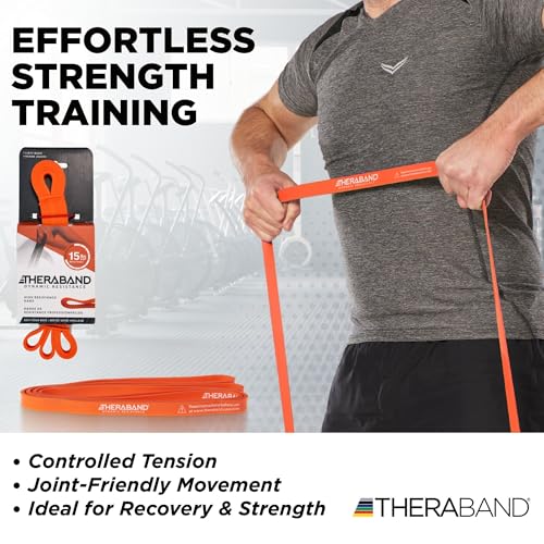 THERABAND High Resistance Band, Exercise, Physical Therapy, 15 lb, Red | Elastic resistance band for exercise, strength training, stretching and physical therapy - ideal for home workouts - size: Light (15 lbs)