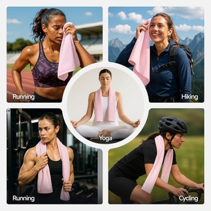 REDKISS 4 Pack Microfiber Workout Towels, Quick-Dry Gym Towels for Men, Yoga & Running, Soft Breathable, 39" x 16" - color: Pink